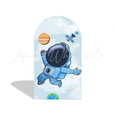 Blue Galaxy Space Astronaut Cartoon Arch Backdrop Wall Cloth Cover For Birthday Baby Shower Party